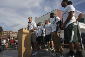 Head coach Mark Dantonio introduces the senior members of the Spartan football team.